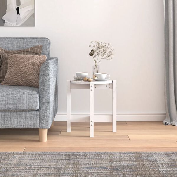 vidaXL fehér tömör fenyőfa dohányzóasztal Ø 42,5 x 45 cm