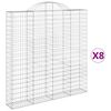 vidaXL 8 db &iacute;ves horganyzott vas gabion kos&aacute;r 200x30x200/220 cm