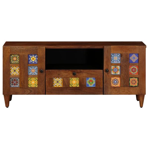 vidaXL TV szekr&eacute;ny fi&oacute;kkal ajt&oacute;val Di&oacute; 105 x 33 x 46 cm T&ouml;m&ouml;r Mang&oacute;f&aacute;t