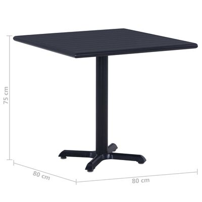 vidaXL fekete kerti asztal 80 x 80 x 75 cm