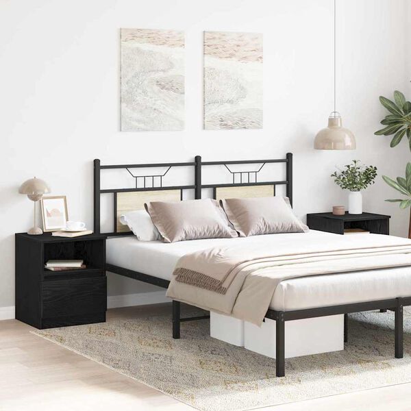 vidaXL &Eacute;jjeliszekr&eacute;ny 2 pcs Fekete t&ouml;lgy 40 x 40 x 50 cm Faanyag