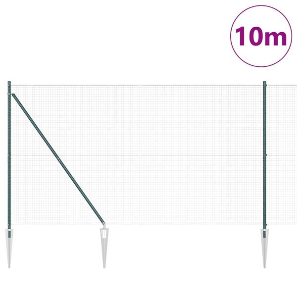 vidaXL Ker&iacute;t&eacute;s oszlopokkal Z&ouml;ld 1.5 x 10 m Ac&eacute;l