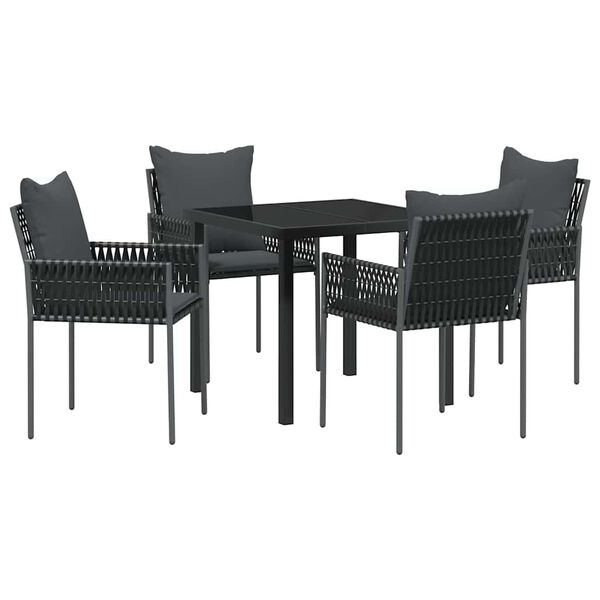 vidaXL Kert &eacute;tkező szett 5 pcs Fekete &eacute;s Sz&uuml;rke PE Rattan
