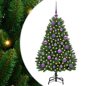 vidaXL Mű kar&aacute;csonyfa 120 cm 150 LED Meleg feh&eacute;r PVC &eacute;s Ac&eacute;l Z&ouml;ld