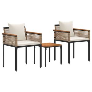 vidaXL K&uuml;lt&eacute;ri B&uacute;tor Szett p&aacute;rn&aacute;val 3 pcs Beige &eacute;s Kr&eacute;msz&iacute;nű PE Rattan
