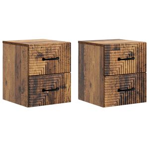 vidaXL Fali &eacute;jjeli szekr&eacute;ny 2 db Antik Fa 34,5 x 33 x 40 cm Szerelt Fa