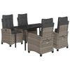 vidaXL 5 r&eacute;szes sz&uuml;rke polyrattan kerti &eacute;tkezőgarnit&uacute;ra p&aacute;rn&aacute;val
