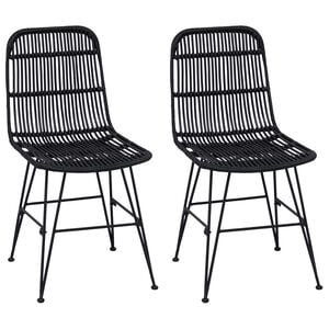 vidaXL &Eacute;tkezősz&eacute;k 2 pcs Fekete 41 x 55 x 85 cm Rattan &eacute;s ac&eacute;l