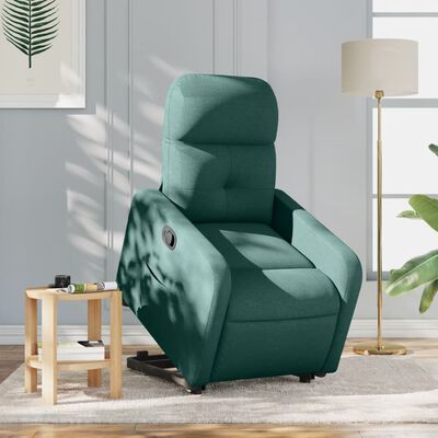 vidaXL sötétzöld szövet felállást segítő dönthető fotel