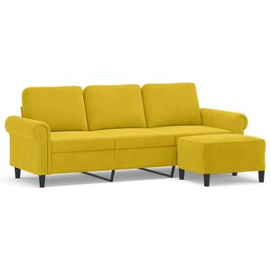 vidaXL 3 szem&eacute;lyes s&aacute;rga b&aacute;rsonykanap&eacute; l&aacute;btart&oacute;val 180 cm