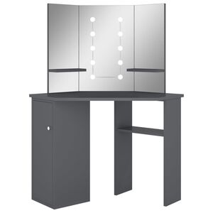 vidaXL sz&uuml;rke sarok f&eacute;s&uuml;lk&ouml;dőasztal LED vil&aacute;g&iacute;t&aacute;ssal 111x54x141,5 cm