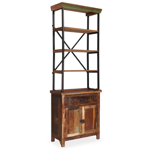 vidaXL t&ouml;m&ouml;r &uacute;jrahasznos&iacute;tott fa t&aacute;lal&oacute; polcokkal 65 x 30 x 180 cm