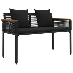 vidaXL Kerti pad 2 -Seater 117 x 54 x 74.5 cm polirattan Fekete