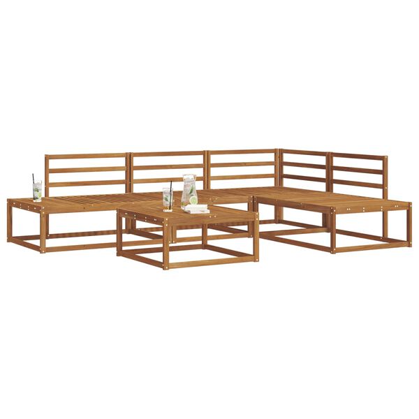 vidaXL K&uuml;lt&eacute;ri kanap&eacute; szett 5 Darab Term&eacute;szetes T&ouml;m&ouml;r Ak&aacute;cfa