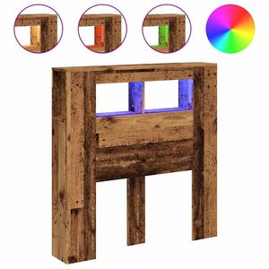 vidaXL antik fa sz&iacute;nű szerelt fa LED-es fejt&aacute;mla 100x18,5x103,5 cm