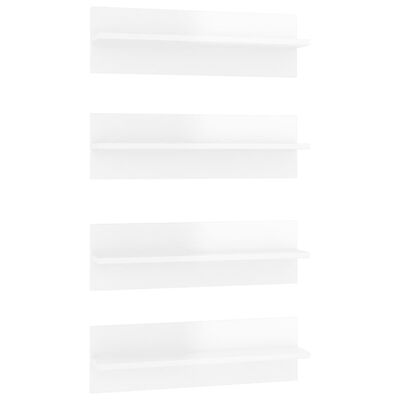 vidaXL 4 db magasfényű fehér forgácslap fali polc 60 x 11,5 x 18 cm