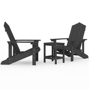 vidaXL antracitsz&uuml;rke HDPE kerti adirondack sz&eacute;kek asztallal