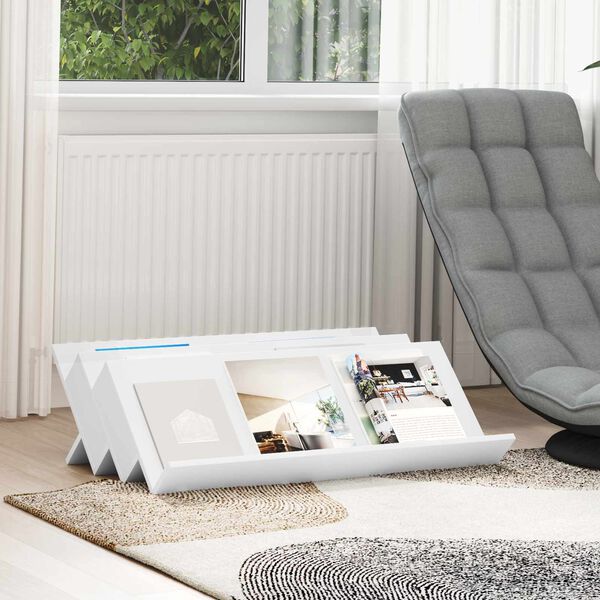 vidaXL Magazin &aacute;llv&aacute;ny polcokkal Feh&eacute;r 90 x 53 x 28,5 cm Faanyag