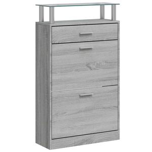 vidaXL sz&uuml;rke sonoma sz&iacute;nű szerelt fa cipősszekr&eacute;ny 63x24x104 cm