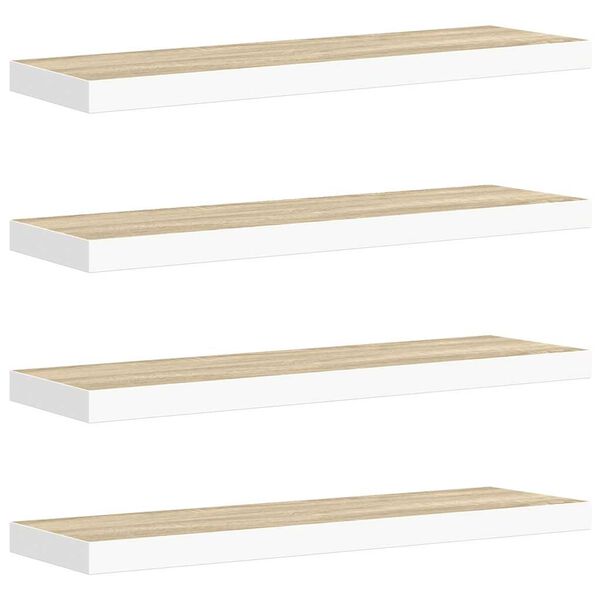 vidaXL 4 db t&ouml;lgysz&iacute;nű &eacute;s feh&eacute;r MDF lebegő fali polc 80x23,5x3,8 cm