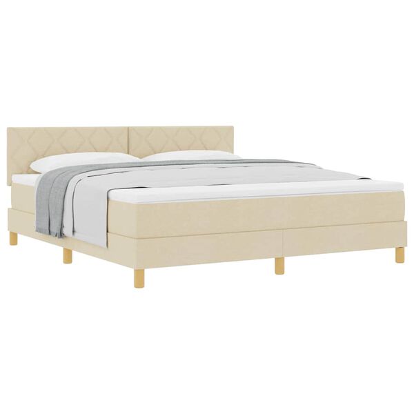 vidaXL Boxspring &aacute;gy matraccal matracmal Kr&eacute;m 180 x 200 cm sz&ouml;vet