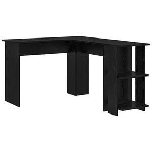 vidaXL Sarok&iacute;r&oacute;asztal Fekete t&ouml;lgy Szerelt Fa 140 x 113,5 x 75 cm
