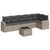 vidaXL 7 r&eacute;szes vil&aacute;gossz&uuml;rke polyrattan kerti &uuml;lőgarnit&uacute;ra p&aacute;rn&aacute;kkal