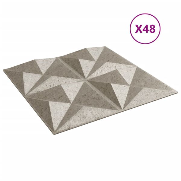 vidaXL 48 db betonmint&aacute;s XPS origami fali panel 50 x 50 cm 12 m&sup2;