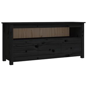 vidaXL fekete t&ouml;m&ouml;r fenyőfa TV-szekr&eacute;ny 114 x 35 x 52 cm