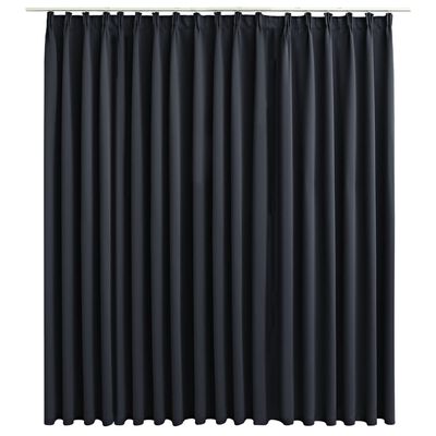 vidaXL fekete sötétítőfüggöny kampókkal 290 x 245 cm