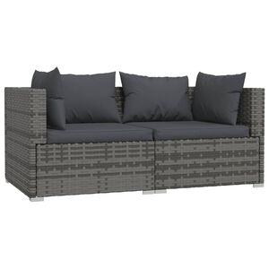 vidaXL sz&uuml;rke k&eacute;tszem&eacute;lyes polyrattan kanap&eacute; p&aacute;rn&aacute;kkal