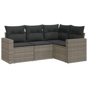 vidaXL 4 r&eacute;szes sz&uuml;rke polyrattan kerti &uuml;lőgarnit&uacute;ra p&aacute;rn&aacute;kkal