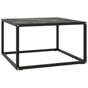 vidaXL fekete doh&aacute;nyz&oacute;asztal feh&eacute;r m&aacute;rv&aacute;ny mint&aacute;s &uuml;veggel 60x60x35 cm