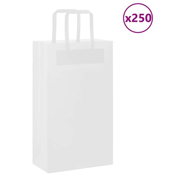vidaXL 250 db feh&eacute;r pap&iacute;rzacsk&oacute;k foganty&uacute;kkal 21x11x36 cm