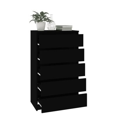 vidaXL fekete szerelt fa fiókos szekrény 60 x 36 x 103 cm