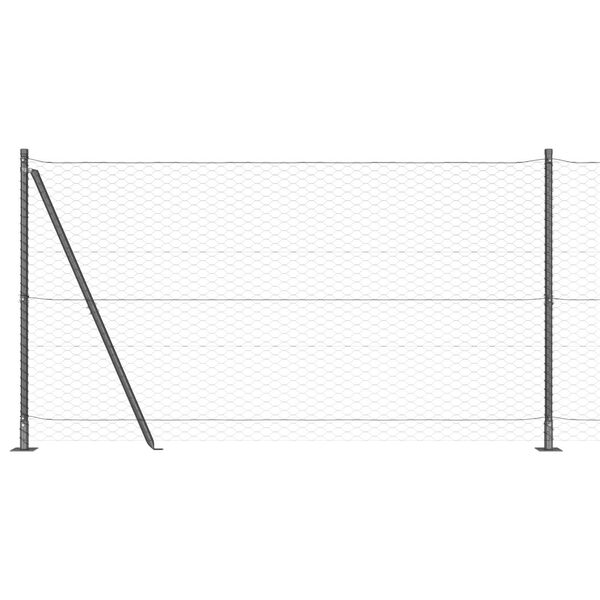 vidaXL Kerítésoszlop Szürke 25 x 1,4 m (36 mm-es háló) Acél és PVC