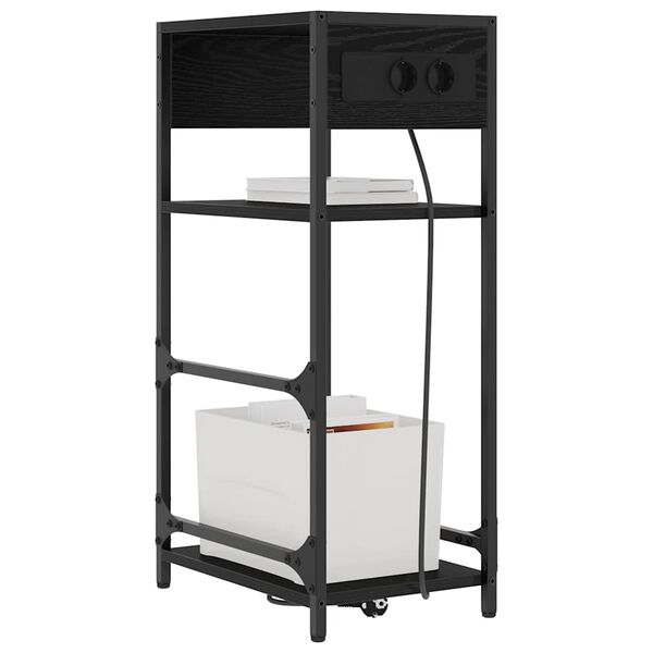 vidaXL &Eacute;jjeliszekr&eacute;ny Fekete t&ouml;lgy 40 x 27 x 76 cm Faanyag