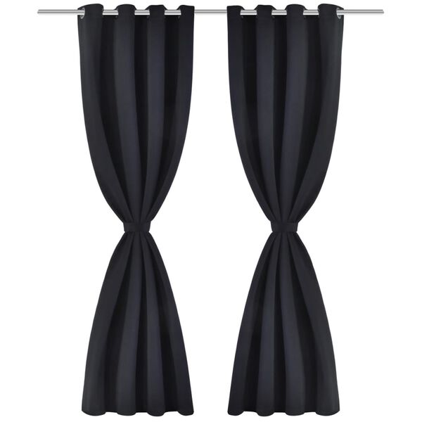 vidaXL fekete sötétítőfüggöny fém fűzőlyukakkal 270 x 245 cm