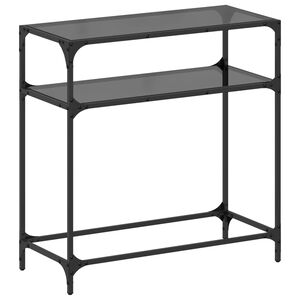 vidaXL ac&eacute;l t&aacute;lal&oacute;asztal fekete &uuml;veglappal 80 x 35 x 81 cm