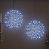 vidaXL Labda 320 LED-del 2 pcs Hideg feher 50,5 x 50,5 x 52 cm F&eacute;m