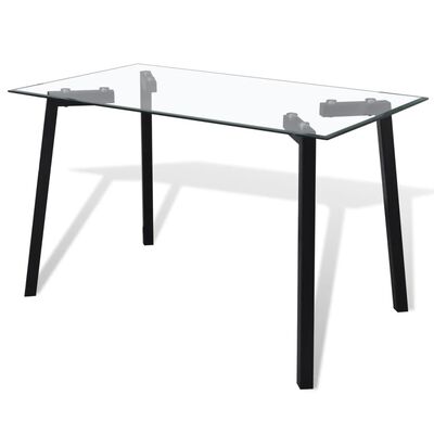 vidaXL étkezőasztal üveglappal és fekete asztallábakkal