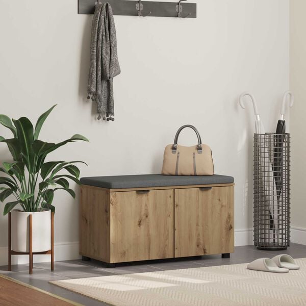 vidaXL Előt&eacute;r pad p&aacute;rn&aacute;val t&aacute;rol&oacute;val Artisan t&ouml;lgy 80 x 46 x 46 cm