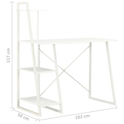 vidaXL fehér íróasztal polcrendszerrel 102 x 50 x 117 cm