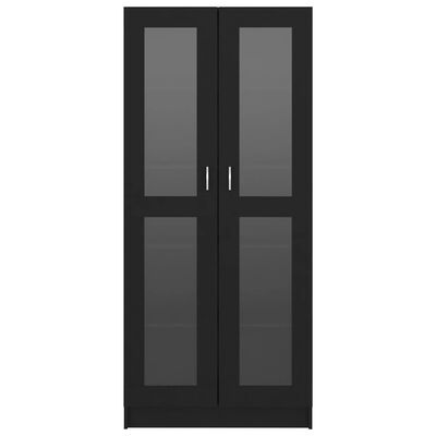 vidaXL fekete forgácslap vitrinszekrény 82,5 x 30,5 x 185,5 cm