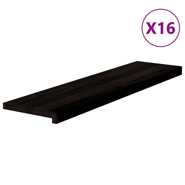 vidaXL l&eacute;pcsőfokok 16 db s&ouml;t&eacute;tbarna 100x25x2 cm t&ouml;m&ouml;r fa t&ouml;lgyfa