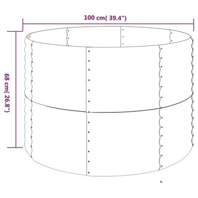 vidaXL szürke porszórt acél kerti magaságyás 100x100x68 cm