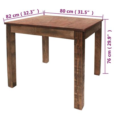 vidaXL tömör újrahasznosított fa étkezőasztal 82 x 80 x 76 cm