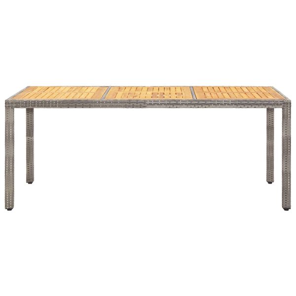 vidaXL szürke polyrattan és akácfa kerti asztal 190 x 90 x 75 cm