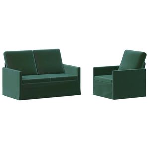 vidaXL Kanap&eacute; Szett 2 pcs S&ouml;t&eacute;tz&ouml;ld B&aacute;rsony