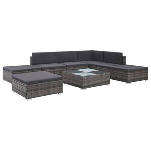 vidaXL 8 r&eacute;szes sz&uuml;rke polyrattan kerti &uuml;lőgarnit&uacute;ra p&aacute;rn&aacute;kkal